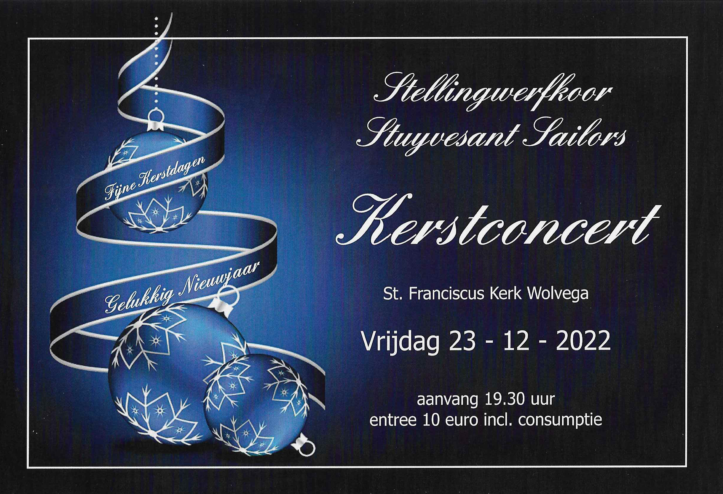Aankondiging kerstconcert Stuyvesant Sailors  Stellingwerfkoor